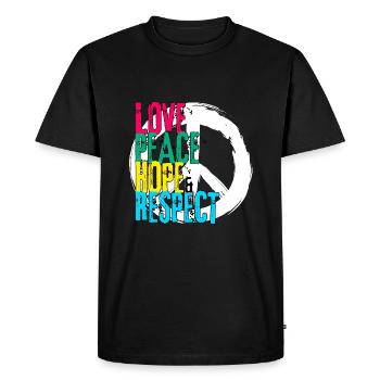 AMOUR, PAIX, ESPOIR ET RESPECT - T-shirt Premium bio Homme - noir - Devant - Nico (187cm)