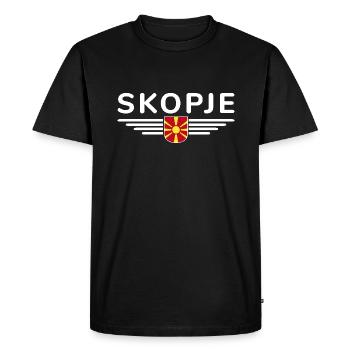Skopje Design – for Macedonia fans - Men's Premium Organic T-Shirt - black - Front - Nico (187cm)