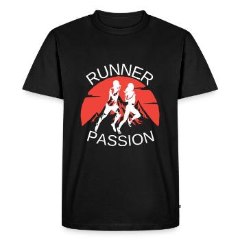 Runner passion couple homme femme - T-shirt Premium bio Homme - noir - Devant - Nico (187cm)