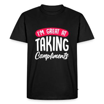 Accept compliments with humor - Men's Premium Organic T-Shirt - black - Front - Nico (187cm)