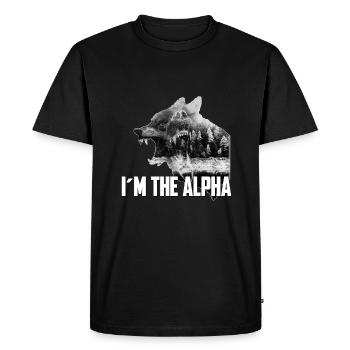 Je suis la double exposition Alpha Wolf-Bear surréaliste - T-shirt Premium bio Homme - noir - Devant - Nico (187cm)