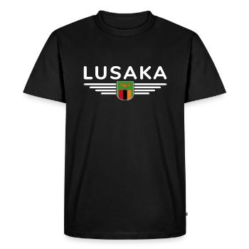 Lusaka T-Shirt for Zambia Fans - Men's Premium Organic T-Shirt - black - Front - Nico (187cm)