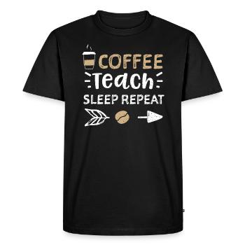Coffee Teach Sleep Repeat - Coffee - Men's Premium Organic T-Shirt - black - Front - Nico (187cm)
