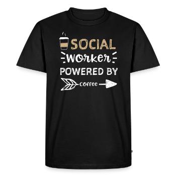Social Worker Powered By Coffee - Men's Premium Organic T-Shirt - black - Front - Nico (187cm)