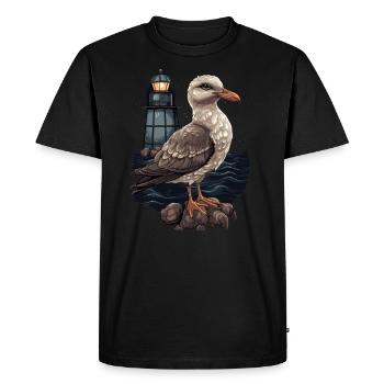 Phare Seagull Seabird - T-shirt Premium bio Homme - noir - Devant - Nico (187cm)