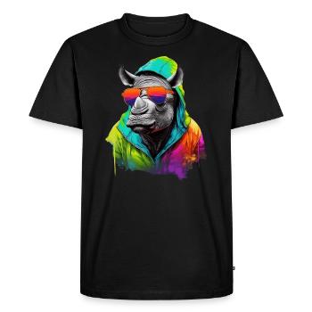 Hippopotame avec lunettes de soleil hippopotame Afrique - T-shirt Premium bio Homme - noir - Devant - Nico (187cm)