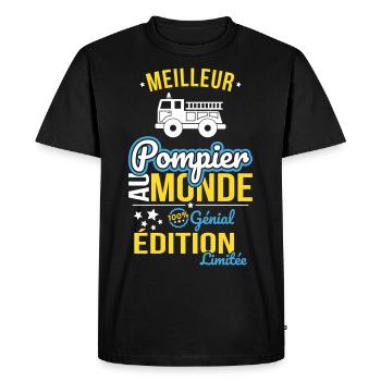 Best Firefighter in the World - 100% Awesome - Men's Premium Organic T-Shirt - black - Front - Nico (187cm)