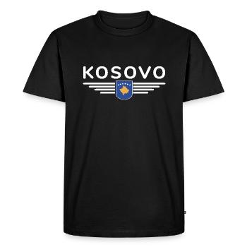 Conception du t-shirt Kosovo Fan - T-shirt Premium bio Homme - noir - Devant - Nico (187cm)