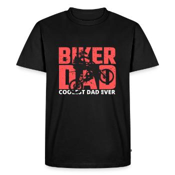 Biker papa moto pilote Cooler papa père Rockt - T-shirt Premium bio Homme - noir - Devant - Nico (187cm)