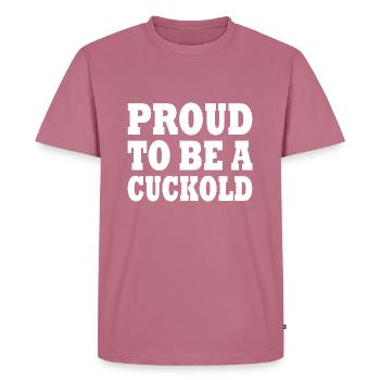 proud to be a cuckold - Men's Premium Organic T-Shirt - mauve - Front - Nico (187cm)