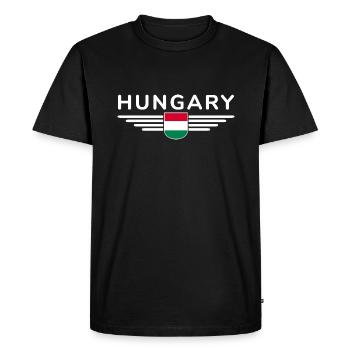 Hongrie Fan, Tenue T Shirt Design - T-shirt Premium bio Homme - noir - Devant - Nico (187cm)