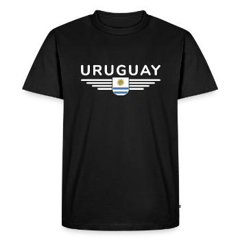 Uruguay T-Shirt – Perfect for Fans - Men's Premium Organic T-Shirt - black - Front - Nico (187cm)