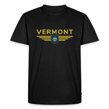 Vermont Fan Shirt – Pure Nature - Men's Premium Organic T-Shirt - black - Front - Nico (187cm)