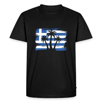 Drapeau de la Grèce Hellas Athènes Drapeau grec - T-shirt Premium bio Homme - noir - Devant - Nico (187cm)