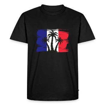 Drapeau de la France Look en détresse Drapeau français - T-shirt Premium bio Homme - noir - Devant - Nico (187cm)