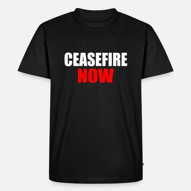 Ceasefire now - Männer Premium Bio T-Shirt - Schwarz