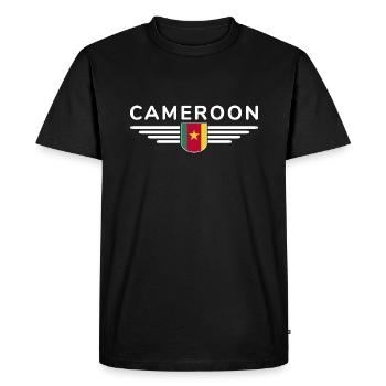 Cameroon Design – Fierté et diversité - T-shirt Premium bio Homme - noir - Devant - Nico (187cm)