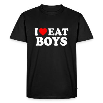 I love eat boys - T-shirt Premium bio Homme - noir - Devant - Nico (187cm)