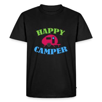 Camping Happy Camper - Men's Premium Organic T-Shirt - black - Front - Nico (187cm)