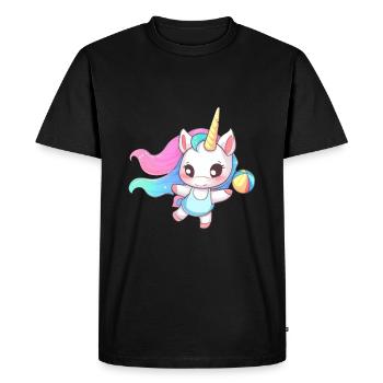 Unicorn playing volleyball - Men's Premium Organic T-Shirt - black - Front - Nico (187cm)