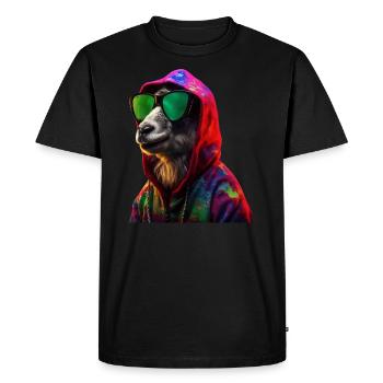 Goat with Sunglasses Colorful Cool Goats - Men's Premium Organic T-Shirt - black - Front - Nico (187cm)