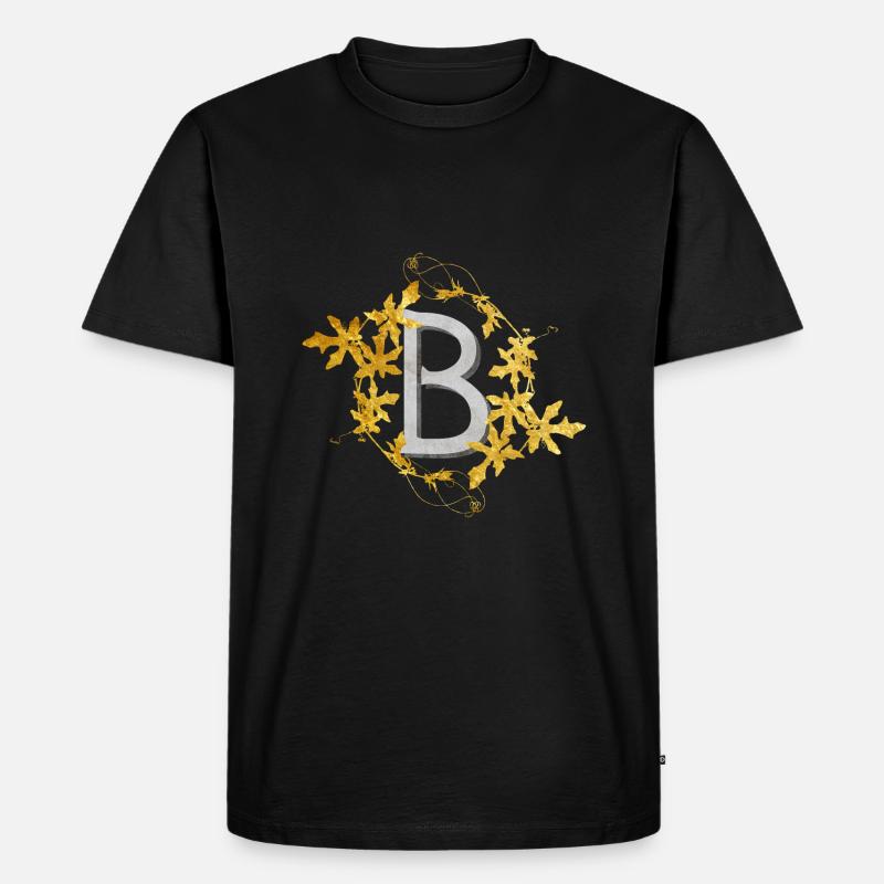 Initials2-B - Männer Premium Bio T-Shirt - Schwarz