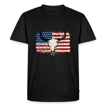 Buffalo Skull - USA Flag - Vintage Look - T-shirt Premium bio Homme - noir - Devant - Nico (187cm)