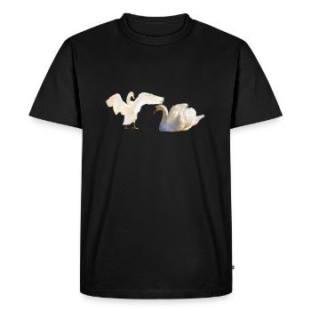 Cygnes aux ailes ouvertes, Natation, Naturel - T-shirt Premium bio Homme - noir - Devant - Nico (187cm)
