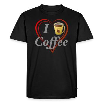 J’aime le café, j’aime, le café, le cœur, la tasse - T-shirt Premium bio Homme - noir - Devant - Nico (187cm)
