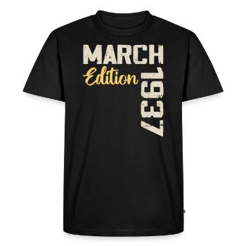 March 1937 Birthday Gift March 1937 - Men's Premium Organic T-Shirt - black - Front - Nico (187cm)