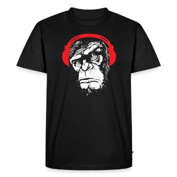 Monkey Headphone Cool Animal Music Bass Gift - Men's Premium Organic T-Shirt - black - Front - Nico (187cm)