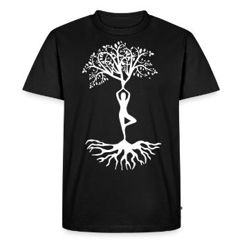 yoga arbre nature harmonie environnement vie terre - T-shirt Premium bio Homme - noir - Devant - Nico (187cm)