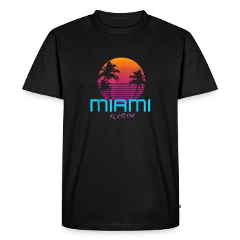 Miami Florida Retro Style - Men's Premium Organic T-Shirt - black - Front - Nico (187cm)