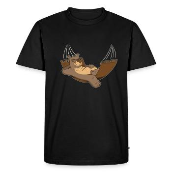 L’ours paresseux dans l’hamac Le farniente dehors - T-shirt Premium bio Homme - noir - Devant - Nico (187cm)
