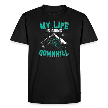 Skiing mountains | Ski skier après-ski gift - Men's Premium Organic T-Shirt - black - Front - Nico (187cm)