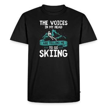 Ski | Sports d'hiver ski skieur montagnes cadeaux - T-shirt Premium bio Homme - noir - Devant - Nico (187cm)