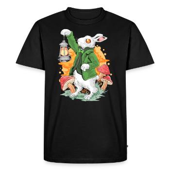 Rabbit with Lantern, Fantasy Dream World FUN - Men's Premium Organic T-Shirt - black - Front - Nico (187cm)