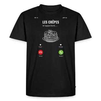Les crêpes m'appellent il faut que j'y aille - T-shirt Premium bio Homme - noir - Devant - Nico (187cm)
