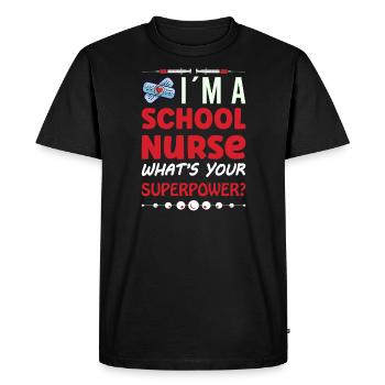 Infirmière scolaire Clinique de soins infirmiers Matériel médical - T-shirt Premium bio Homme - noir - Devant - Nico (187cm)