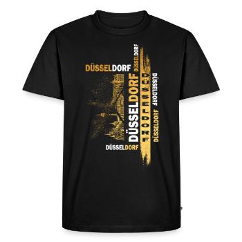 Düsseldorf Allemagne Ville Skyline Font Or - T-shirt Premium bio Homme - noir - Devant - Nico (187cm)