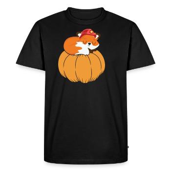 Citrouille Thanksgiving Automne Renard mignon - T-shirt Premium bio Homme - noir - Devant - Nico (187cm)