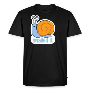 Snailed Snake Funny Animal Puns - Men's Premium Organic T-Shirt - black - Front - Nico (187cm)