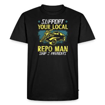 Agent de pension Agent de prise de possession de l’homme de pension - T-shirt Premium bio Homme - noir - Devant - Nico (187cm)