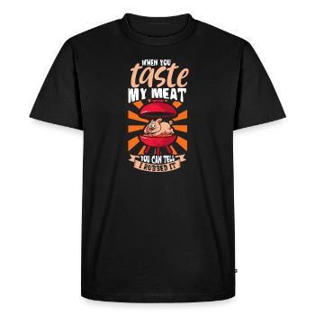 Bbq Grill Grilling Grillmaster Barbecue Meat Beef - Men's Premium Organic T-Shirt - black - Front - Nico (187cm)