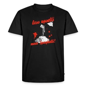 Moins d’upsetti plus de spaghettis - T-shirt Premium bio Homme - noir - Devant - Nico (187cm)