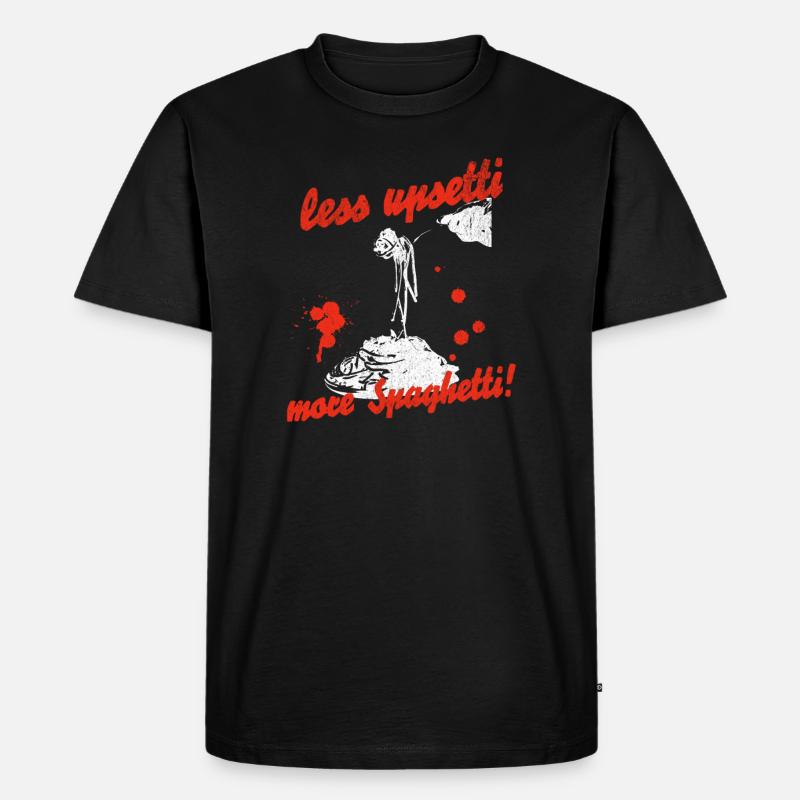 Less Upsetti More Spaghetti - Männer Premium Bio T-Shirt - Schwarz