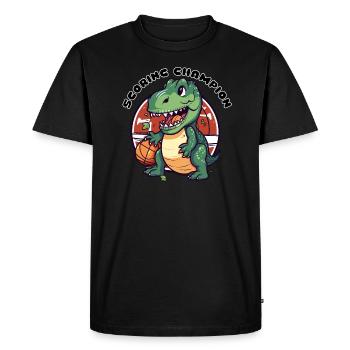 Dinosaur Basketball Player Champion in scoring - Men's Premium Organic T-Shirt - black - Front - Nico (187cm)