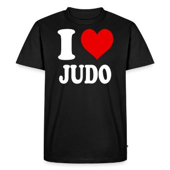 I Love Judo Heart Funny Witty - Men's Premium Organic T-Shirt - black - Front - Nico (187cm)