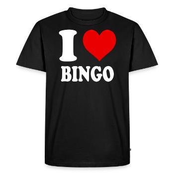 I Love Bingo Heart Funny Witty - Men's Premium Organic T-Shirt - black - Front - Nico (187cm)