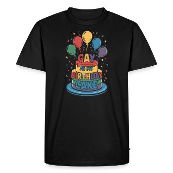Birthgay Gay Pride Flag Mois de la fierté Egalité des droits - T-shirt Premium bio Homme - noir - Devant - Nico (187cm)
